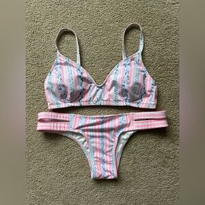 Lilly Pulitzer SAMPLE Bikini Top & Bottom Set Size XS 2 NWOT Pink White Stripe